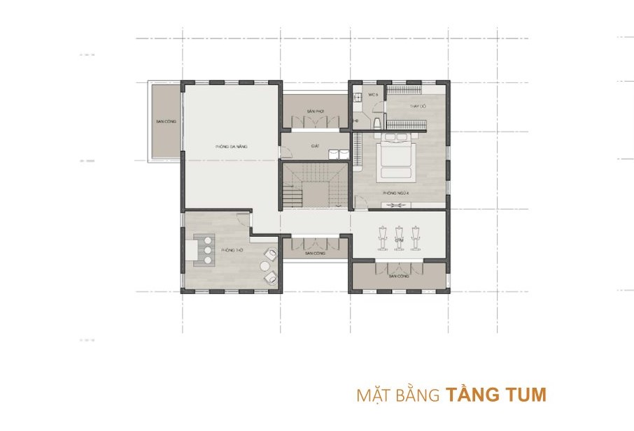 Hình ảnh Thiết Kế Mặt Bằng Tầng Tum Của Biệt Thự đơn Lập Góc Tại Gold Coast Vũng Tàu